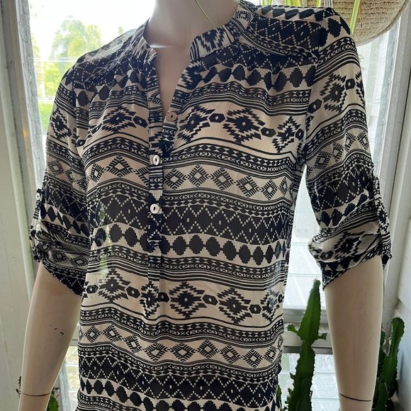 Black and white Southwest blouse - ABOUT A GIRL - Picture 1 of 4